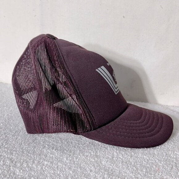Vintage 1987 Burgundy Western Canadian Hockey Tourney Mesh Back Trucker Hat - Picture 6 of 11